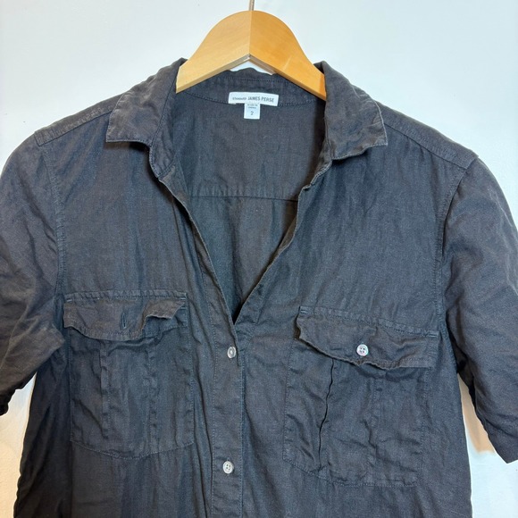 James Perse Dresses & Skirts - Standard James Perse Shirt Dress Black Linen Cupro Utility Minimalist Sz 2 M top